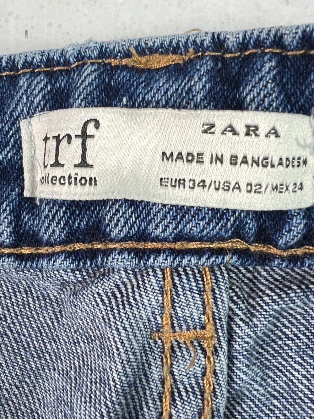 Zara Jeans Women's 26x25* Mid Rise Wide Leg Crop Blue Faded Raw Hem Denim Tag 2 - Picture 7 of 16